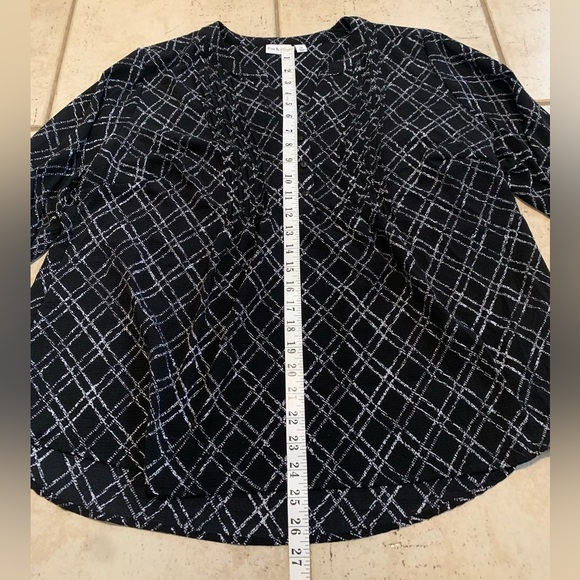 Kim Rogers Curvy Lattice Print Blouse - Black & White, Size 2X - Picture 7 of 7